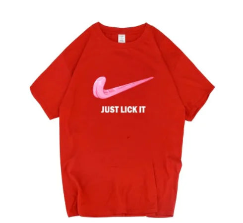 Camiseta de Manga Corta con Estampado de Letras 'Just Lick It'