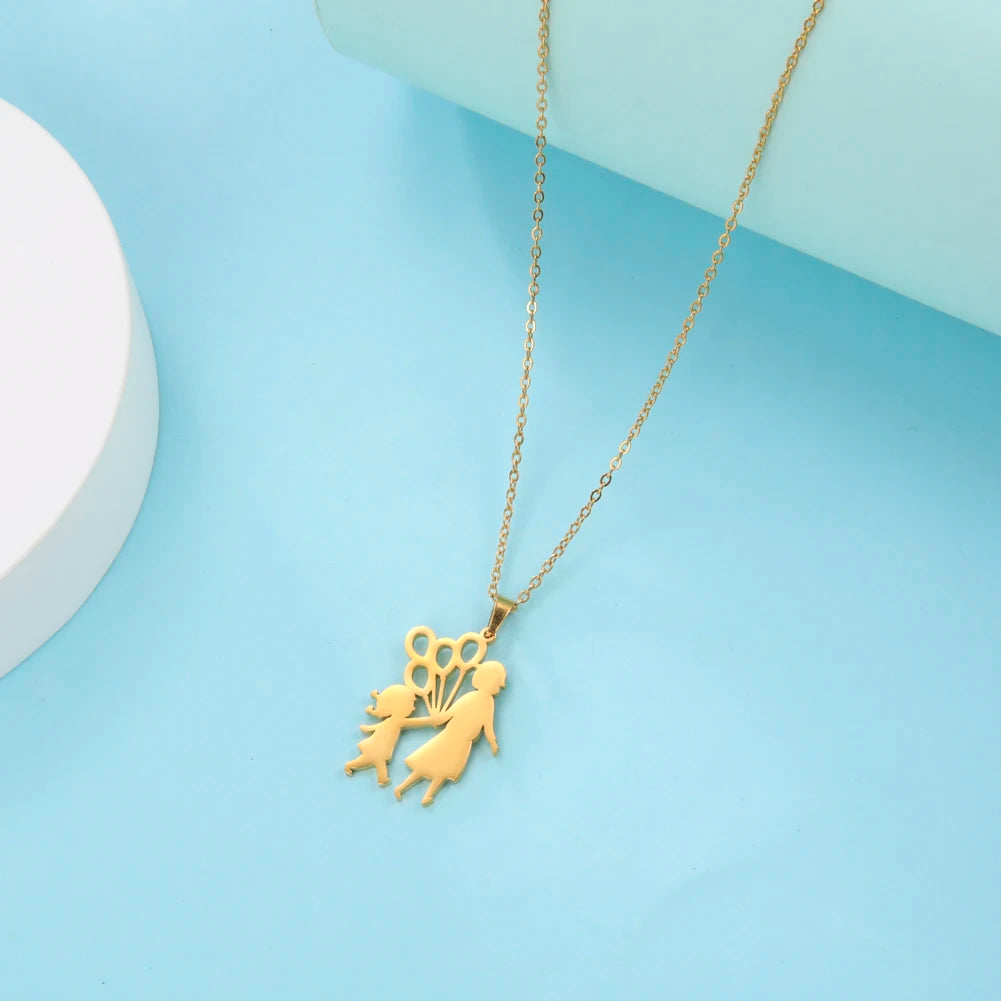 Amaxer, collar para mamá y bebé, familia, bebé, niño, nacimiento, regalo del día de la madre para mamá, mujer, joyería de acero inoxidable de Color dorado