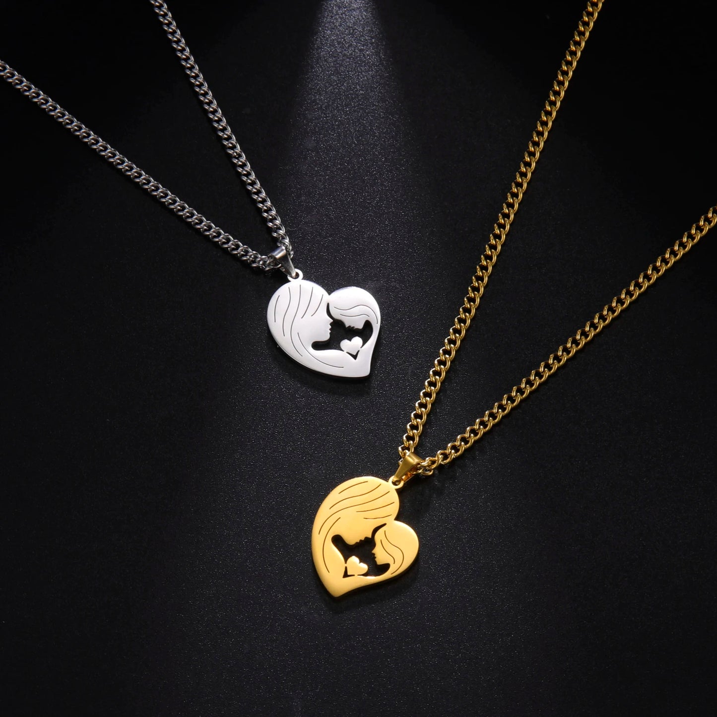 Amaxer, collar para mamá y bebé, familia, bebé, niño, nacimiento, regalo del día de la madre para mamá, mujer, joyería de acero inoxidable de Color dorado