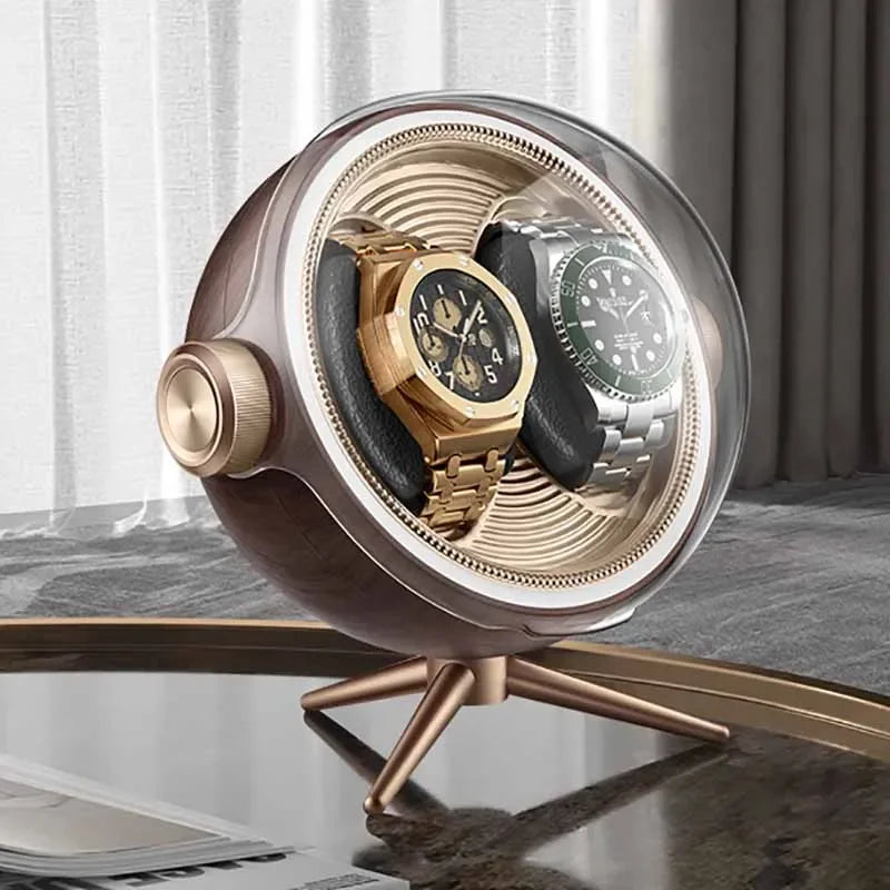 Bobinadora automática de relojes de lujo con magnetismo cero, dispositivo de bobinado de relojes Led silencioso para el hogar, caja de almacenamiento mecánica para mesita de noche