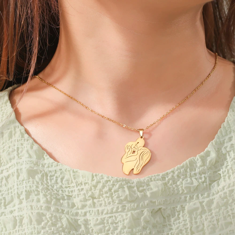Amaxer, collar para mamá y bebé, familia, bebé, niño, nacimiento, regalo del día de la madre para mamá, mujer, joyería de acero inoxidable de Color dorado