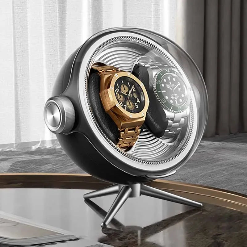Bobinadora automática de relojes de lujo con magnetismo cero, dispositivo de bobinado de relojes Led silencioso para el hogar, caja de almacenamiento mecánica para mesita de noche