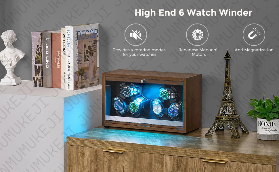 Bobinadora de reloj con 6 ranuras/3 ranuras para cajas de almacenamiento de relojes automáticos, bobinadora automática, utiliza Cable USB, Mabuchi Mute Motro