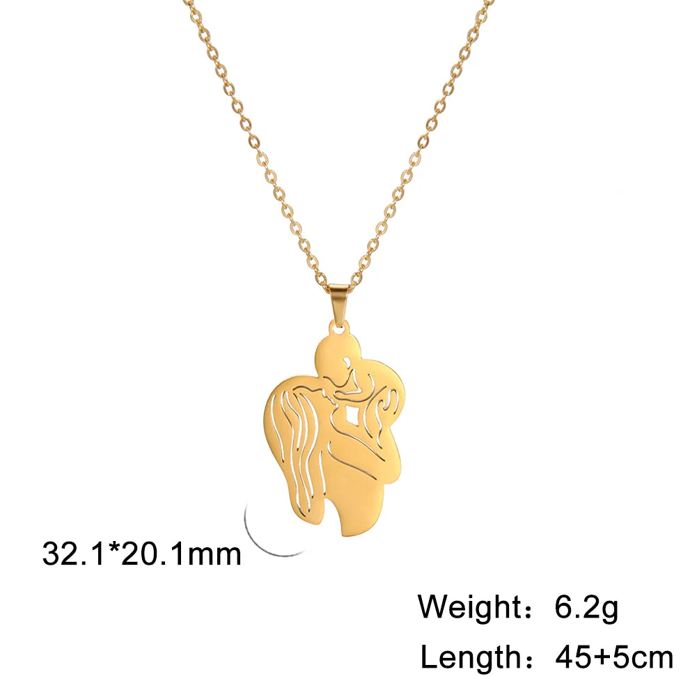 Amaxer, collar para mamá y bebé, familia, bebé, niño, nacimiento, regalo del día de la madre para mamá, mujer, joyería de acero inoxidable de Color dorado