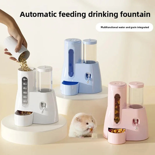 Dispositivo automático de alimentación y riego para hámster, una botella de agua dos en uno y un tazón de comida para hámsteres dorados