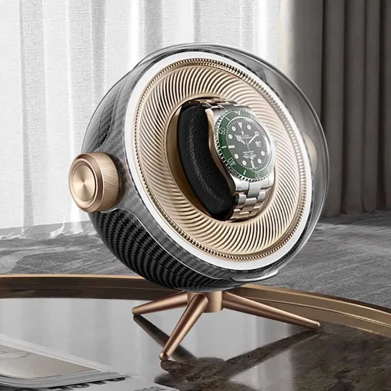 Bobinadora automática de relojes de lujo con magnetismo cero, dispositivo de bobinado de relojes Led silencioso para el hogar, caja de almacenamiento mecánica para mesita de noche