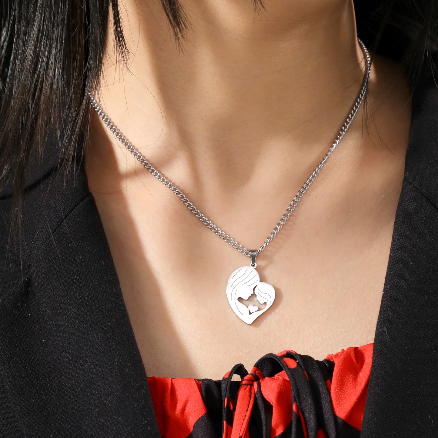 Amaxer, collar para mamá y bebé, familia, bebé, niño, nacimiento, regalo del día de la madre para mamá, mujer, joyería de acero inoxidable de Color dorado