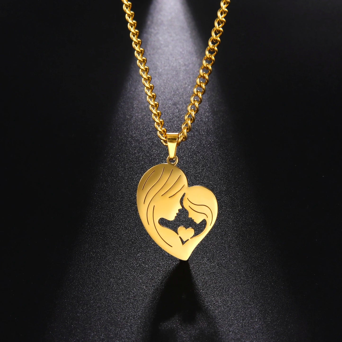 Amaxer, collar para mamá y bebé, familia, bebé, niño, nacimiento, regalo del día de la madre para mamá, mujer, joyería de acero inoxidable de Color dorado