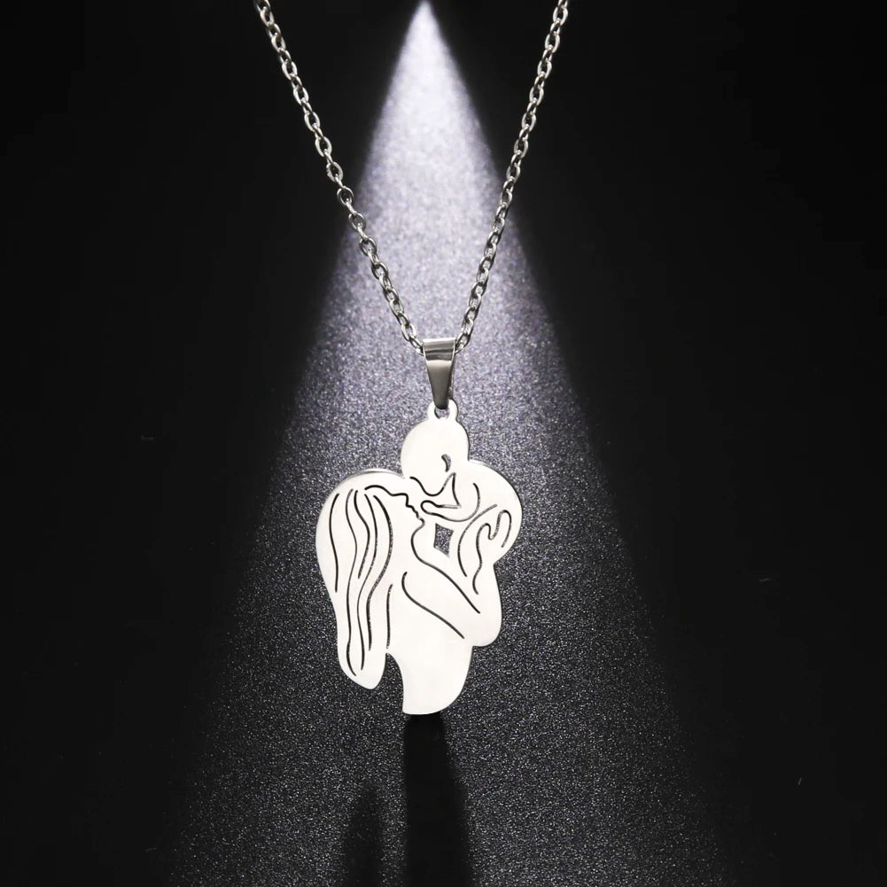 Amaxer, collar para mamá y bebé, familia, bebé, niño, nacimiento, regalo del día de la madre para mamá, mujer, joyería de acero inoxidable de Color dorado