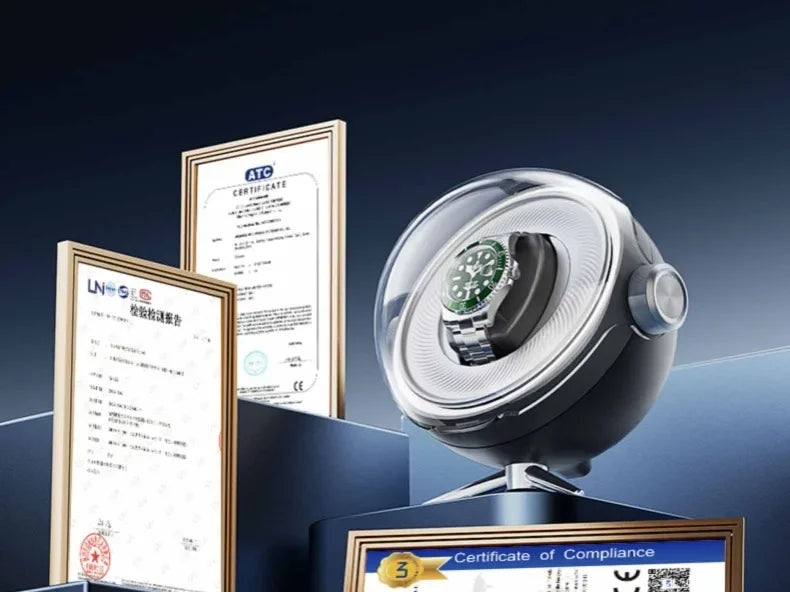 Bobinadora automática de relojes de lujo con magnetismo cero, dispositivo de bobinado de relojes Led silencioso para el hogar, caja de almacenamiento mecánica para mesita de noche