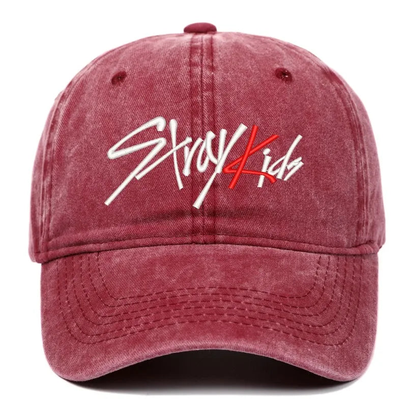 Gorra de Stray Kids SKZOO Idol Gift Versión coreana Tela de algodón puro Gorra de béisbol lavada bordada para hombres y mujeres Protección solar