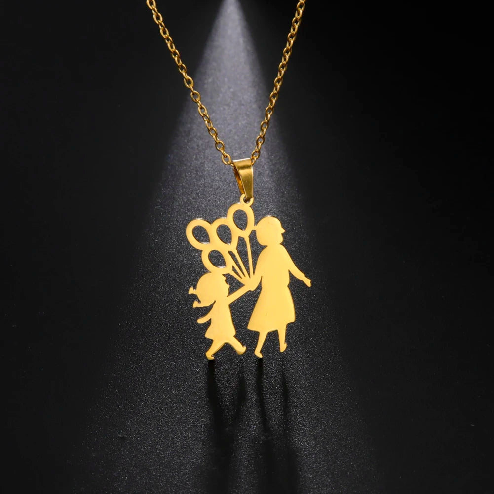 Amaxer, collar para mamá y bebé, familia, bebé, niño, nacimiento, regalo del día de la madre para mamá, mujer, joyería de acero inoxidable de Color dorado
