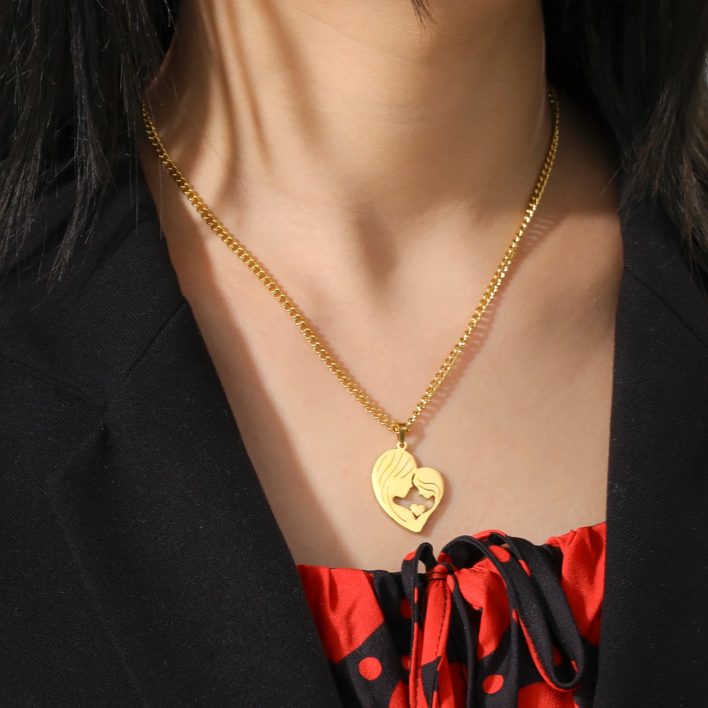 Amaxer, collar para mamá y bebé, familia, bebé, niño, nacimiento, regalo del día de la madre para mamá, mujer, joyería de acero inoxidable de Color dorado