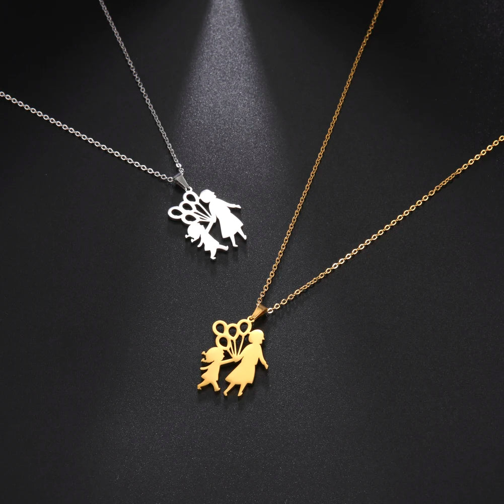 Amaxer, collar para mamá y bebé, familia, bebé, niño, nacimiento, regalo del día de la madre para mamá, mujer, joyería de acero inoxidable de Color dorado