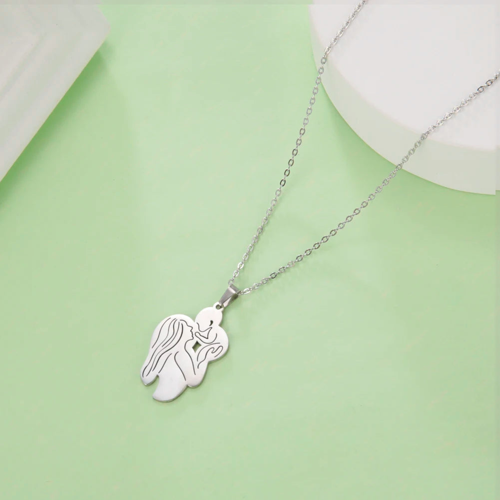 Amaxer, collar para mamá y bebé, familia, bebé, niño, nacimiento, regalo del día de la madre para mamá, mujer, joyería de acero inoxidable de Color dorado