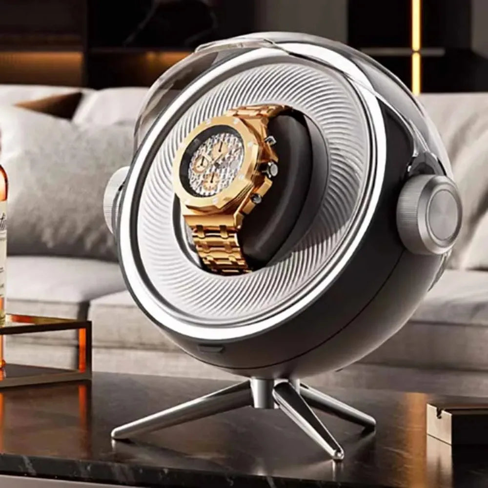 Bobinadora automática de relojes de lujo con magnetismo cero, dispositivo de bobinado de relojes Led silencioso para el hogar, caja de almacenamiento mecánica para mesita de noche