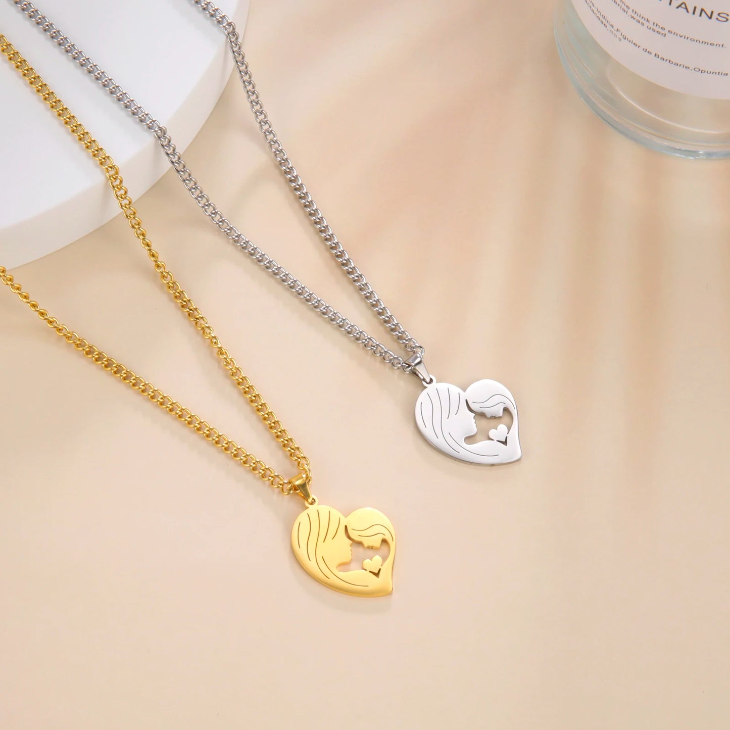 Amaxer, collar para mamá y bebé, familia, bebé, niño, nacimiento, regalo del día de la madre para mamá, mujer, joyería de acero inoxidable de Color dorado