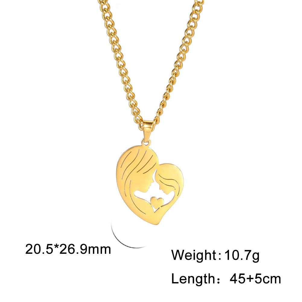 Amaxer, collar para mamá y bebé, familia, bebé, niño, nacimiento, regalo del día de la madre para mamá, mujer, joyería de acero inoxidable de Color dorado