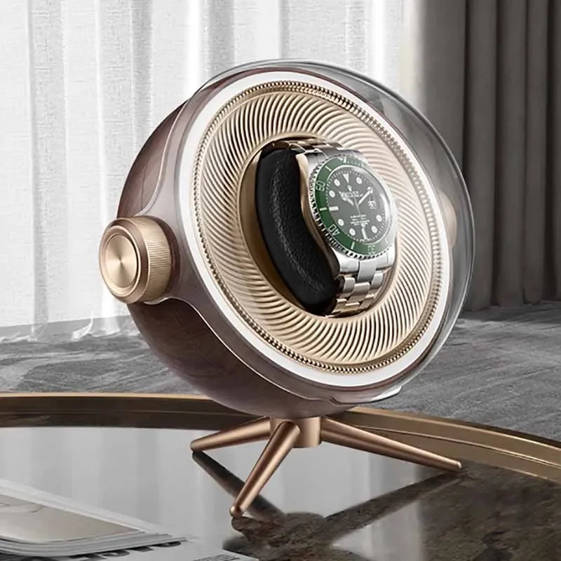 Bobinadora automática de relojes de lujo con magnetismo cero, dispositivo de bobinado de relojes Led silencioso para el hogar, caja de almacenamiento mecánica para mesita de noche