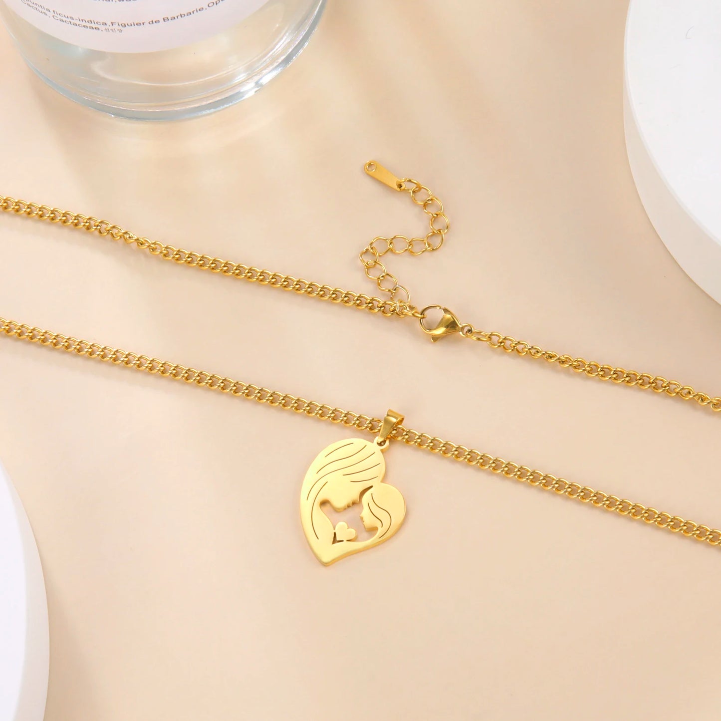 Amaxer, collar para mamá y bebé, familia, bebé, niño, nacimiento, regalo del día de la madre para mamá, mujer, joyería de acero inoxidable de Color dorado