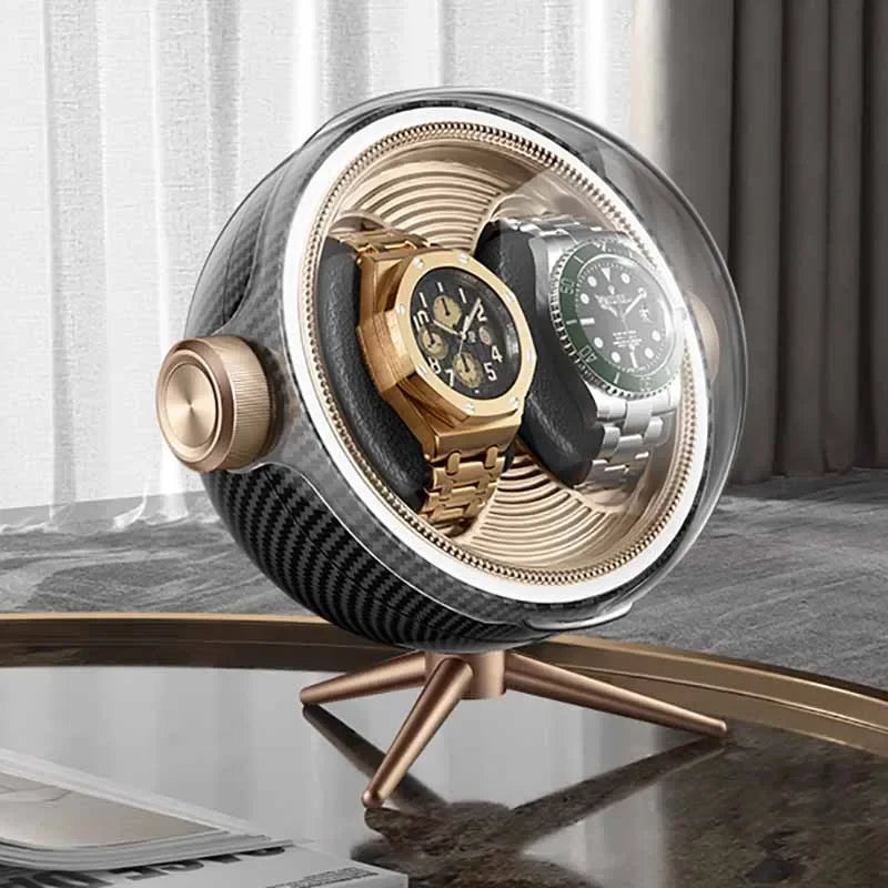 Bobinadora automática de relojes de lujo con magnetismo cero, dispositivo de bobinado de relojes Led silencioso para el hogar, caja de almacenamiento mecánica para mesita de noche