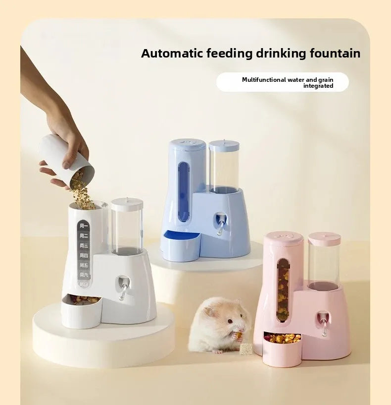Dispositivo automático de alimentación y riego para hámster, una botella de agua dos en uno y un tazón de comida para hámsteres dorados