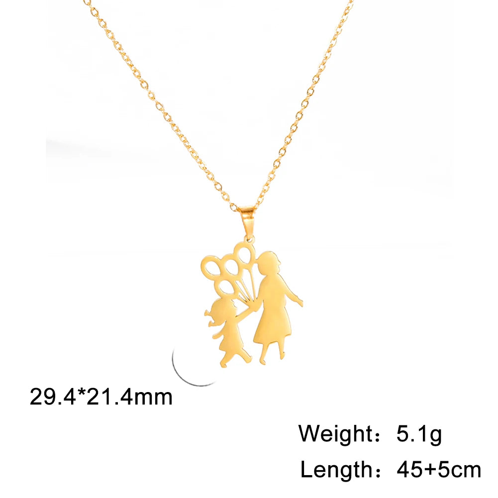 Amaxer, collar para mamá y bebé, familia, bebé, niño, nacimiento, regalo del día de la madre para mamá, mujer, joyería de acero inoxidable de Color dorado