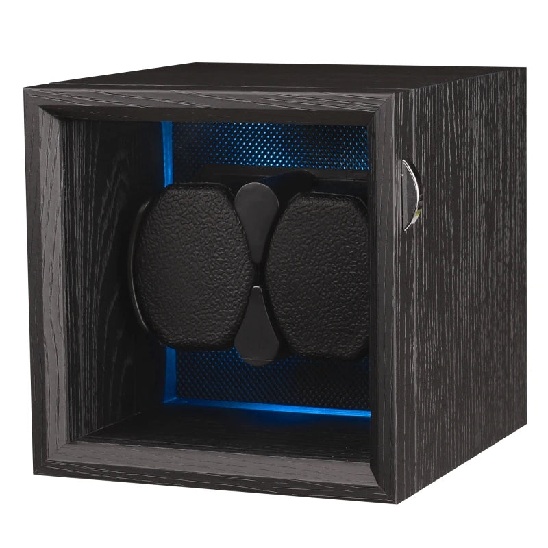 Embers Watch Winder 2 4 8 Caja de almacenamiento de relojes Motor silencioso de grano de madera negro con retroiluminación