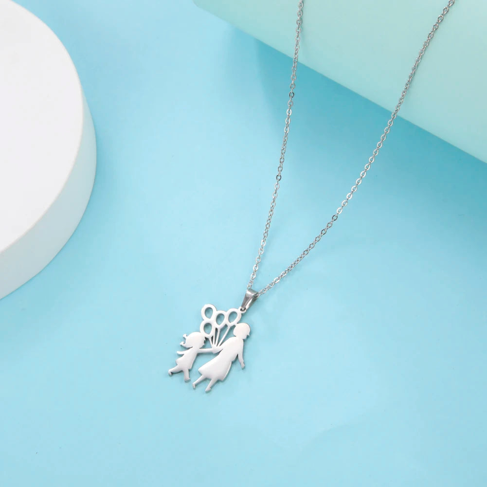 Amaxer, collar para mamá y bebé, familia, bebé, niño, nacimiento, regalo del día de la madre para mamá, mujer, joyería de acero inoxidable de Color dorado