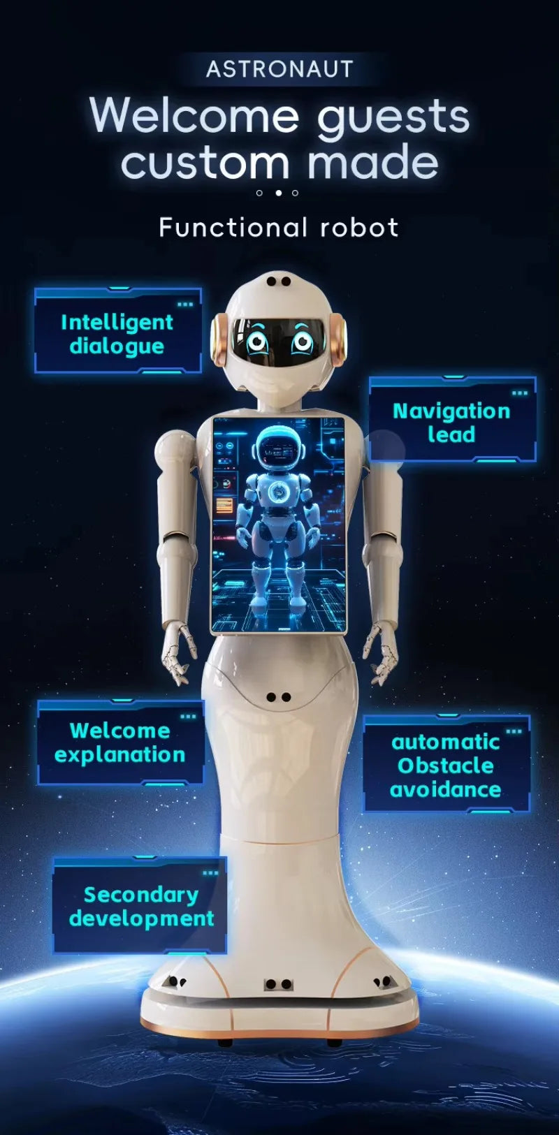 (Solo Cotización – No compra directa) Robot Comercial Inteligente de Recepción con Pantalla Interactiva *(Ver detalles)