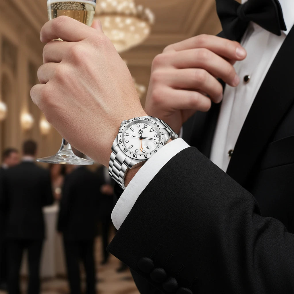 Reloj Mecánico GMT Explorer 42mm – Cristal de Zafiro | Acero Inoxidable Premium