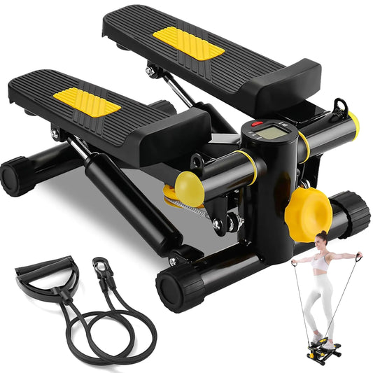 GuuG Stepper para Ejercicio en Casa: Mini Escalador con Bandas de Resistencia Máquina de Ejercicios Amarilla