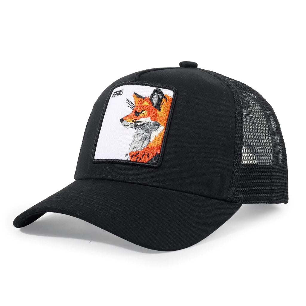 Gorra de Camionero para Hombres con Animales, Gorra de Béisbol Bordada Ajustable, Tapa de Malla Transpirable con Parche Cuadrado para Mujeres