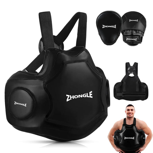 Protector Corporal de Boxeo Profesional, Chaleco de Boxeo para Entrenadores, Protección Corporal Pesada para Deportes de Combate, Almohadilla de Boxeo, Objetivo de Pecho para Taekwondo, Protector Corporal de Cuero para Boxeo y MMA (Objetivo de Pecho+Objet