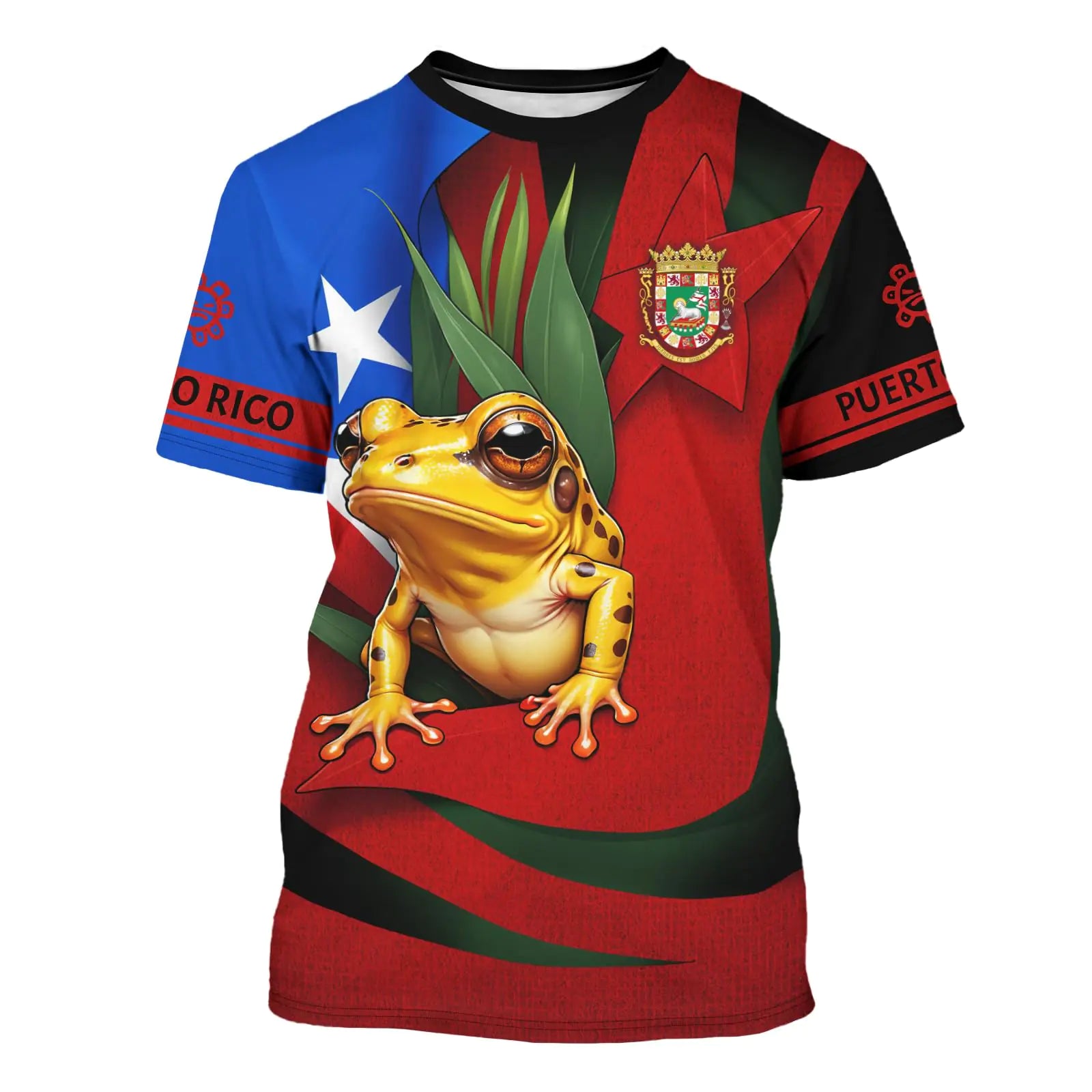 Camiseta Owlfder para Hombres con la Bandera de Puerto Rico, Estampado Gráfico en 3D, Manga Corta, Cuello Redondo, Top Casual Unisex Talla X-Grande