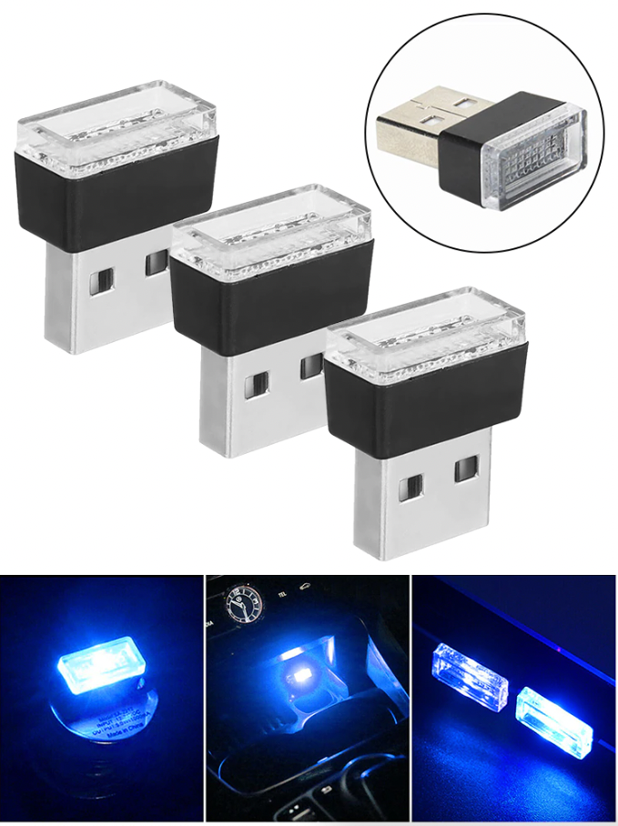 LED Ambiente Interior USB para Auto – Luz Neon Estilo Premium (Pack 3)