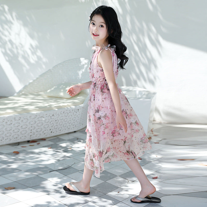Vestido Maxi de Playa Floral Bohemio para Niñas