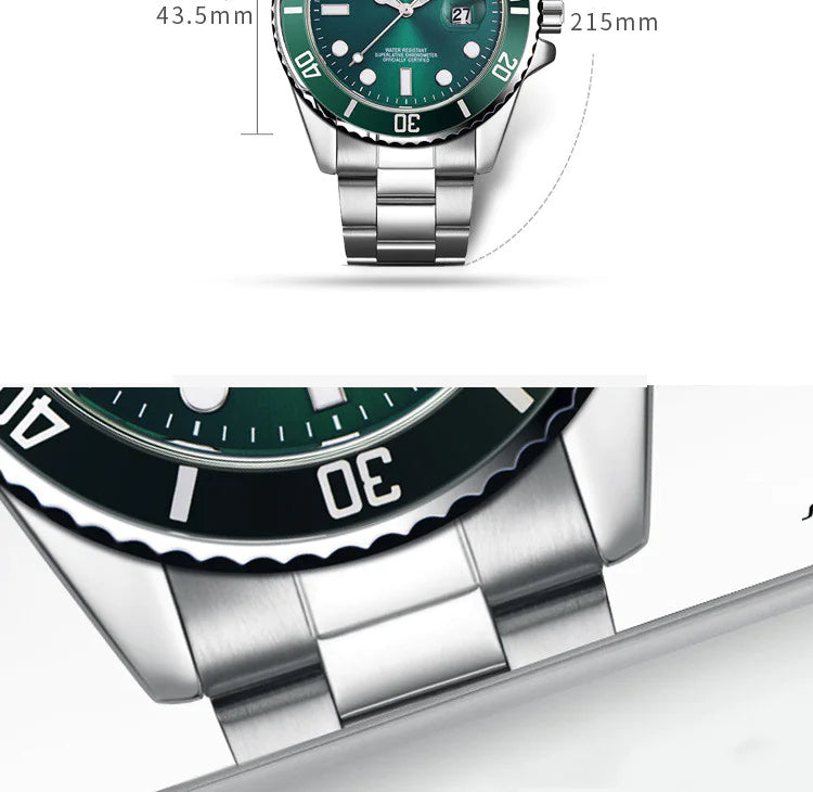 Reloj de Cuarzo Luminoso e Impermeable para Hombre con Correa de Acero Inoxidable