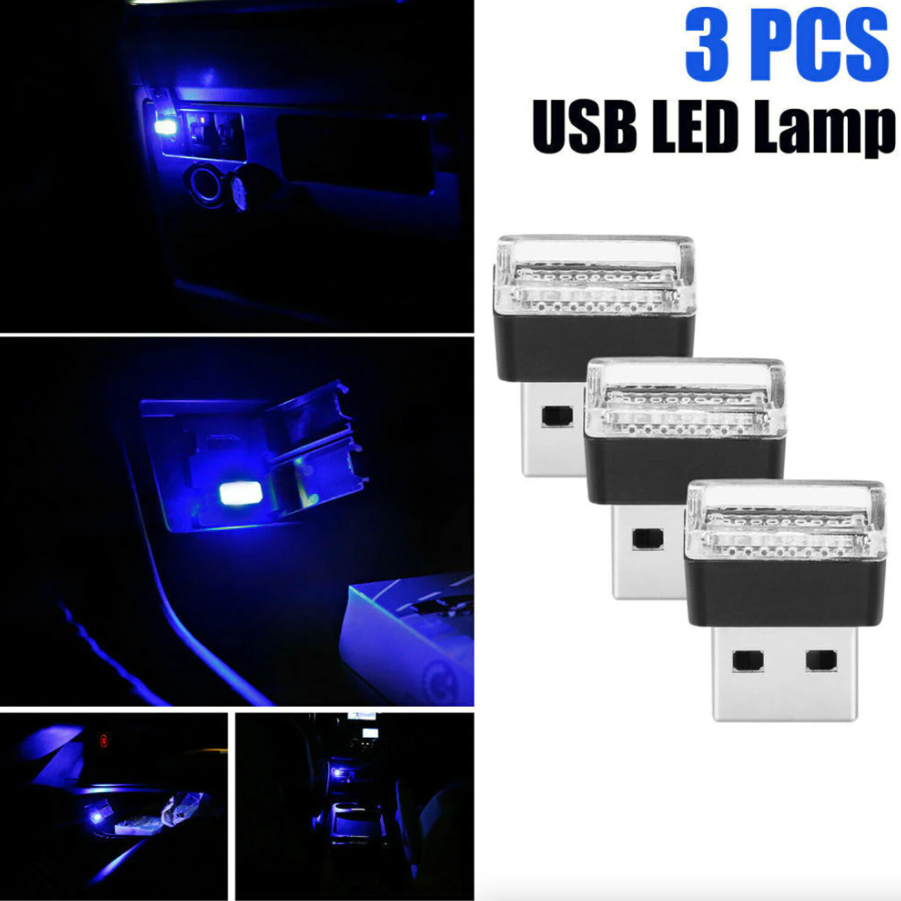 LED Ambiente Interior USB para Auto – Luz Neon Estilo Premium (Pack 3)
