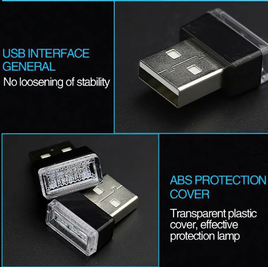LED Ambiente Interior USB para Auto – Luz Neon Estilo Premium (Pack 3)
