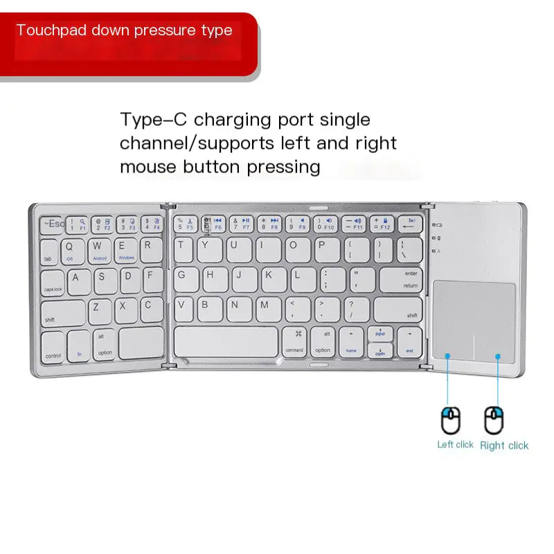 Teclado Mini Plegable Inalámbrico Bluetooth con Touchpad