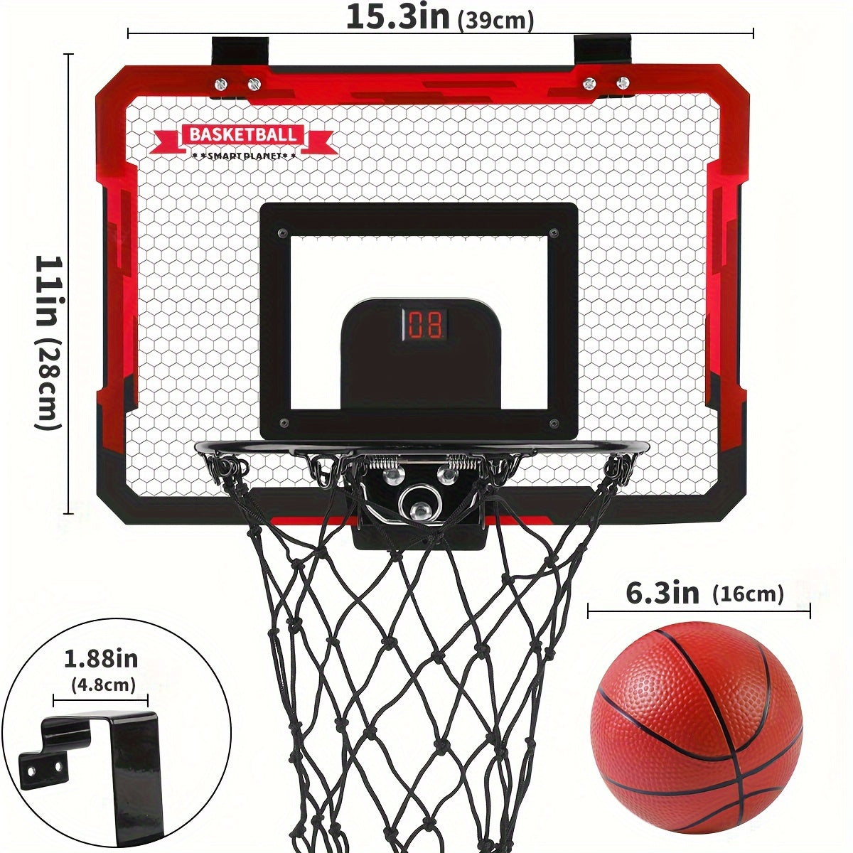 2 Ball Kids' Indoor Basketball Stand Set with Electronic Scoreboard - Sea and Beach Accessories, Ideal for Halloween, Christmas Gift