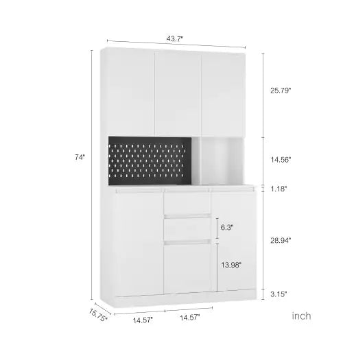 Gabinete Buffet Moderno 74” con Estación de Carga, Cajones y Área para Microondas