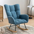 Sillón Mecedor con Bolsillos, Sillón Mecedor de Tela Teddy Suave para Guardería, Sillón Mecedor Golider Wingback Cómodo