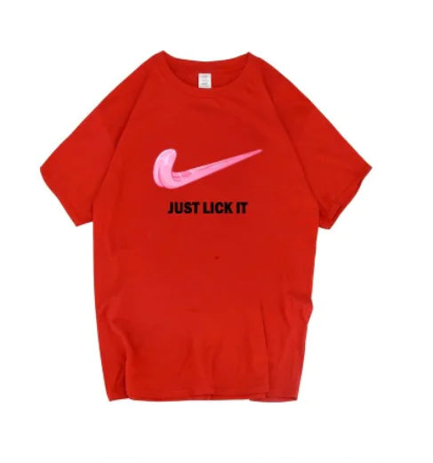 Camiseta de Manga Corta con Estampado de Letras 'Just Lick It'
