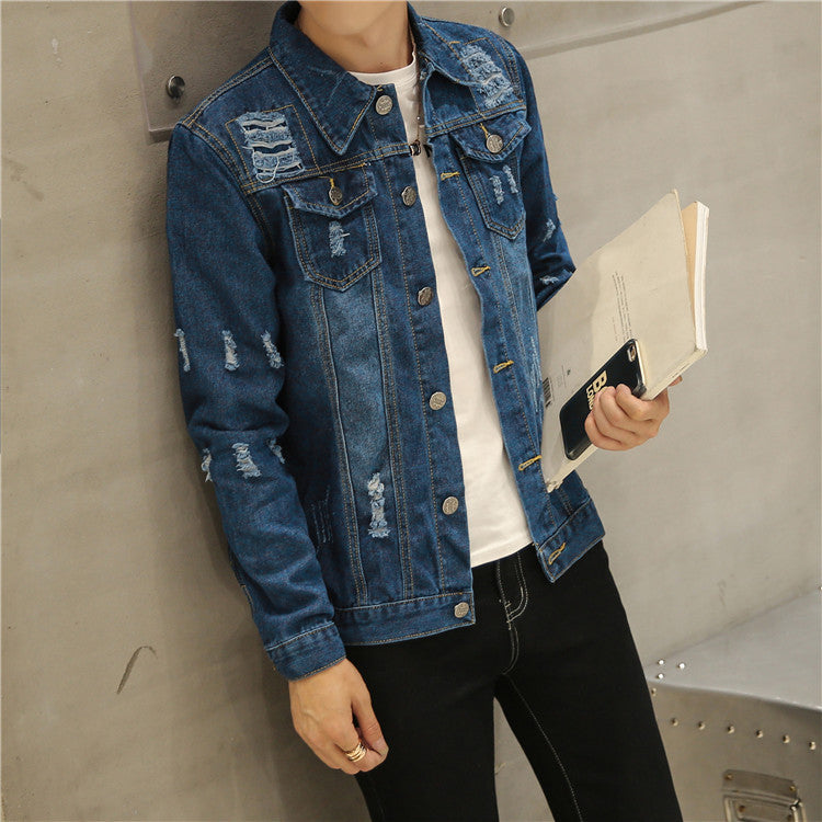 Chaqueta Denim Vintage Rasgada – Estilo Urbano Premium