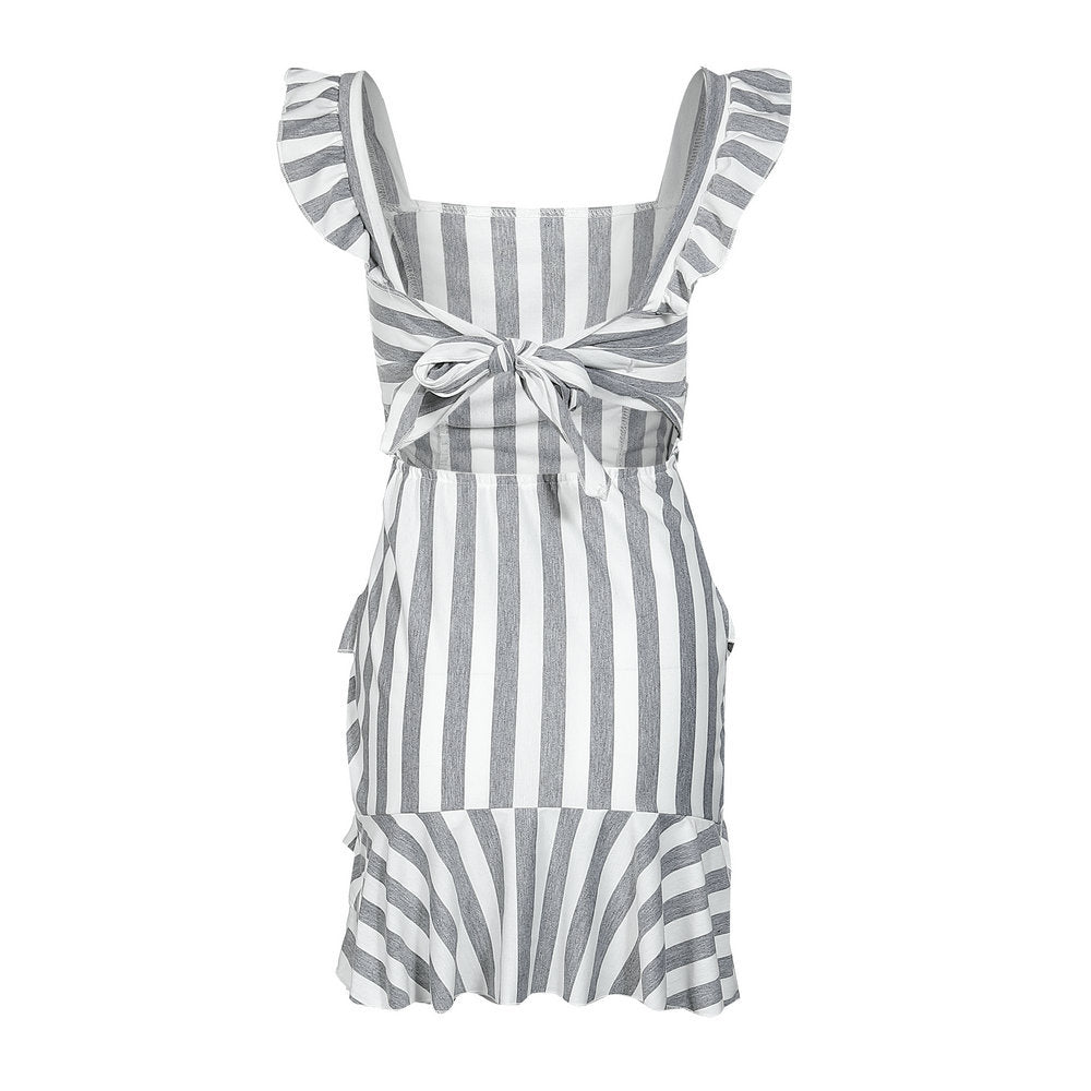 Vestido Summer Chic Rayado con Encaje