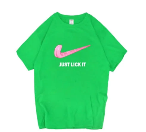 Camiseta de Manga Corta con Estampado de Letras 'Just Lick It'