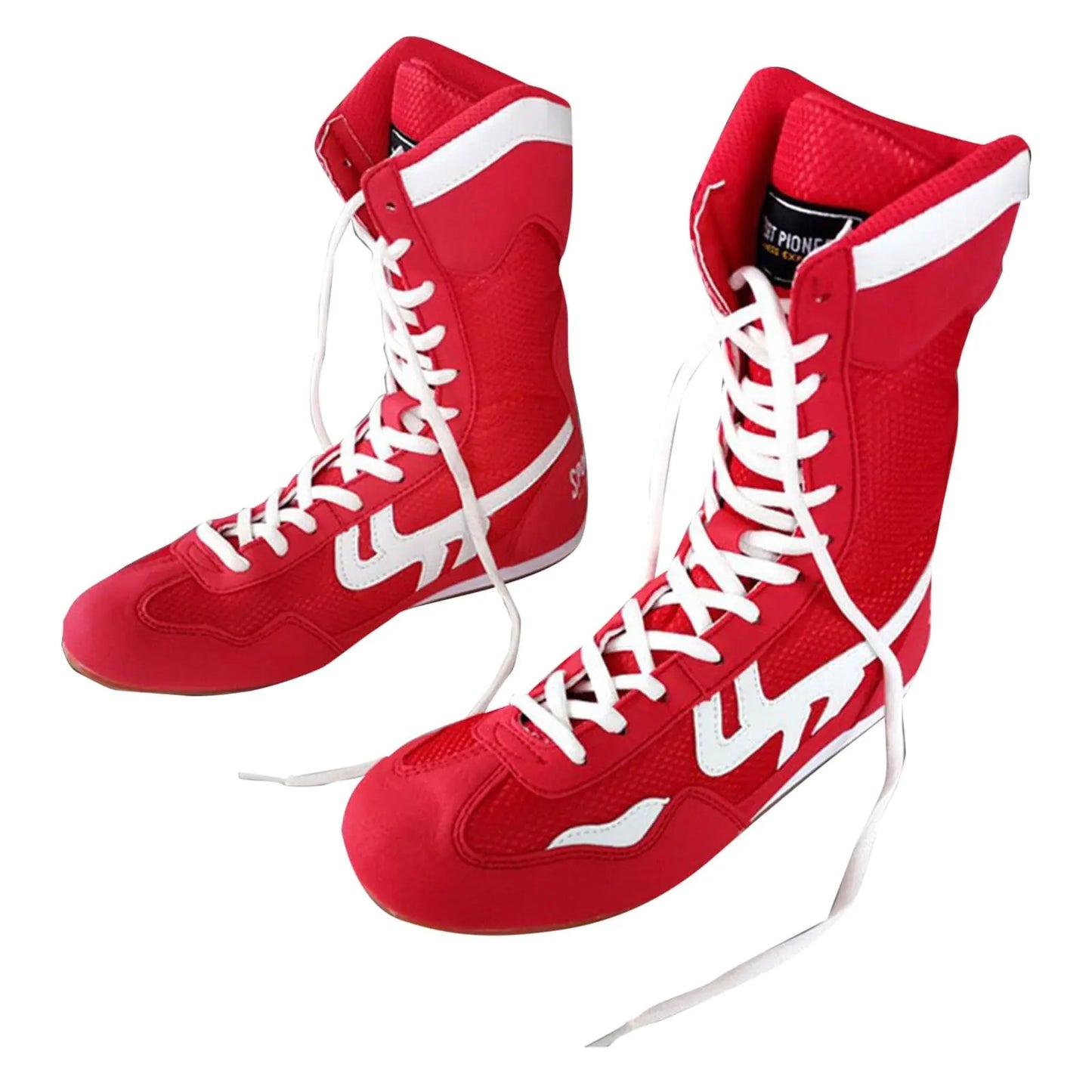 Zapatos de Boxeo Altos Para Entrenamiento y Lucha, Botas Largas, Zapatos de Boxeo para Competición y Entrenamiento Para Hombres Club C 85 (Rojo 9)