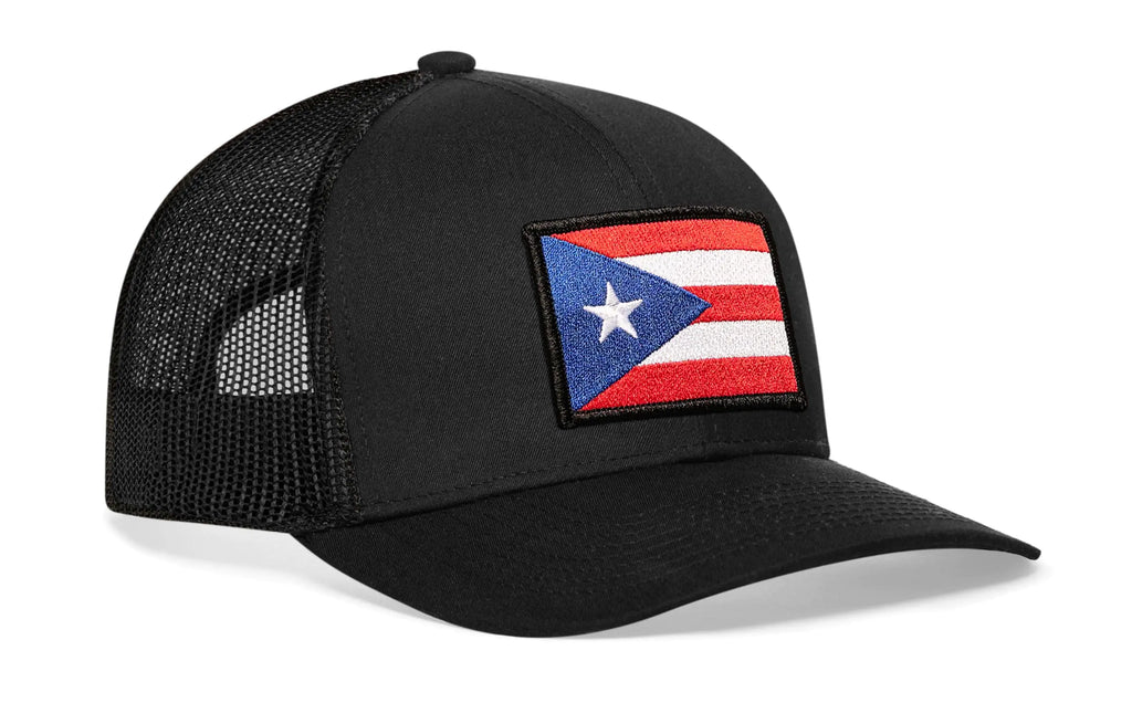 Gorra de Puerto Rico - Gorra de Béisbol con Malla y Cierre Ajustable Snapback - Negra